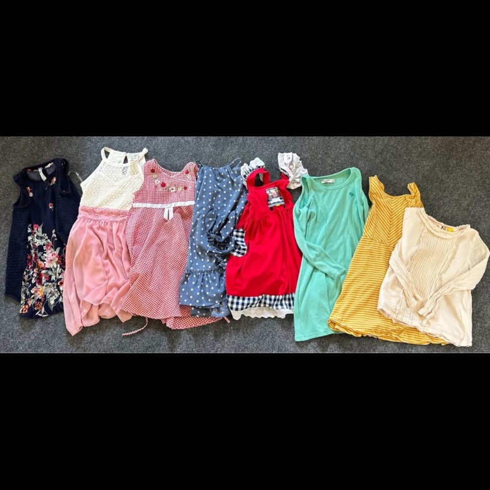 Kids Dress Collection - 7 dresses, one crochet  vest, one Boden  blouse